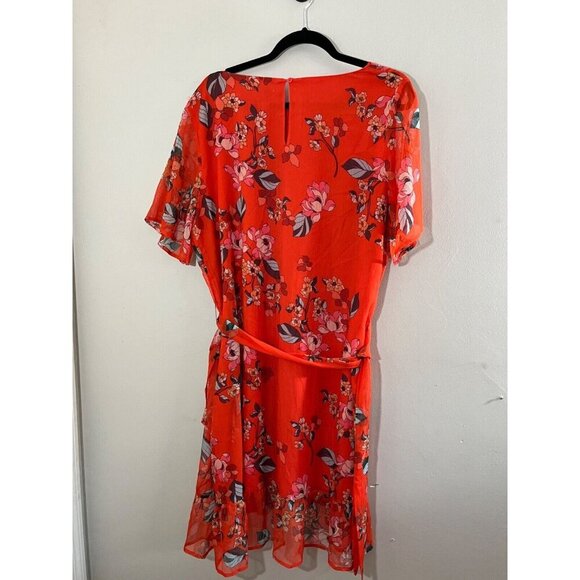A New Day Dress XL Orange Floral Tiered Boho Western Retro Feminine Preppy 80s - Picture 11 of 13